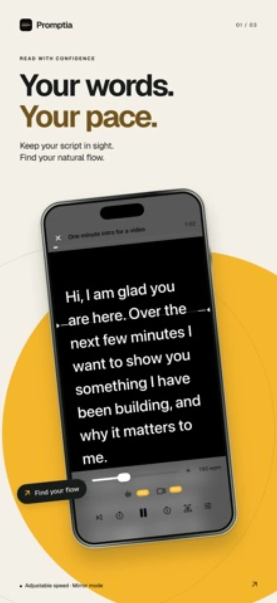 Promptia: Video Teleprompter developer-published iPhone product screenshot 1