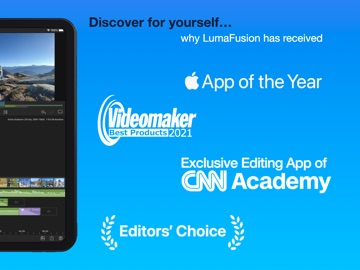 LumaFusion’s published iPad timeline illustrates the editing environment; it does not establish render speed or included purchases.